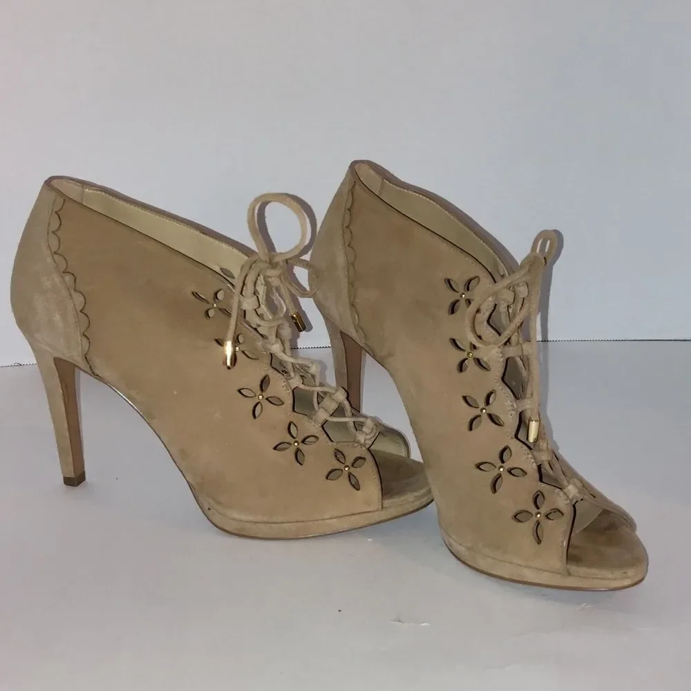 Michael Kors Thalia Bootie Khaki Suede size 8